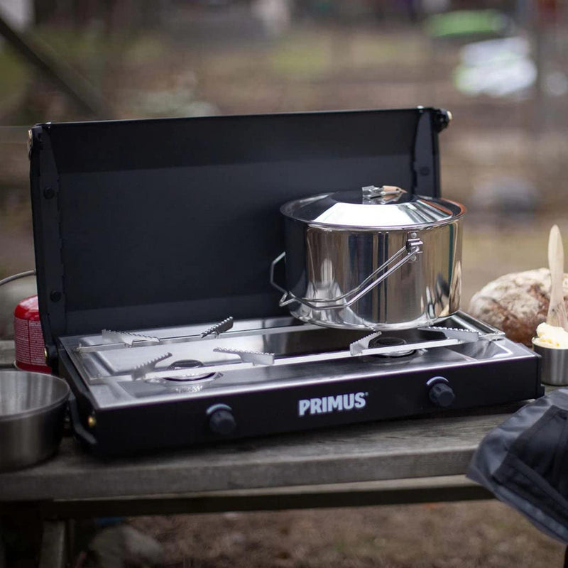 Primus Kinjia Camping Stove Dual Quemador Portable Cocina de cocina al aire libre Negro Negro