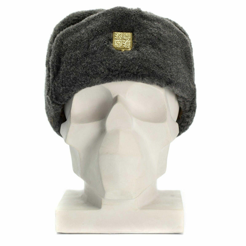 Genuino Capitán Checa CAP MILITAR HABLO DE INVIERNO USHANKA GABE GRIS GRIS CON INCUMSIÓN NUEVA