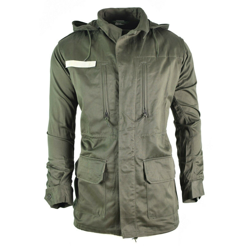 Ejército francés original Olive OD Chaqueta Fatiga Combate Militares capladas Parka sateen