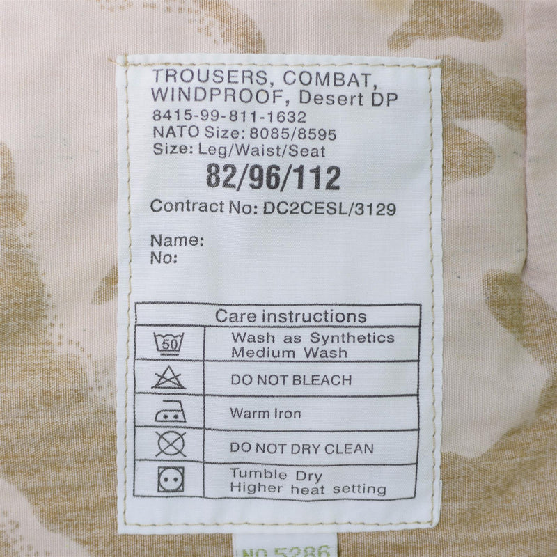 Pantalones del ejército británico original Las tropas de campo de DP del desierto combaten los pantalones de BDU a prueba de viento