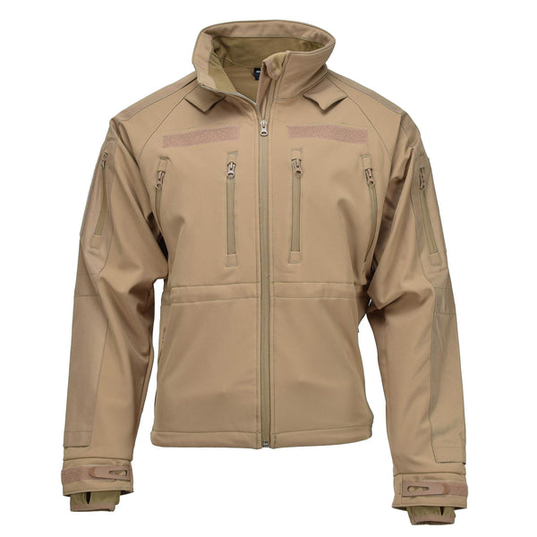 Chaqueta de senderismo a prueba de viento de Mil-tec cáscara de tormenta suave zips de vellón de vellón coyote