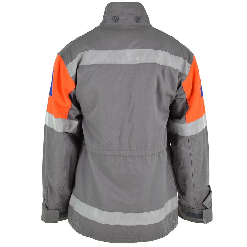Chaqueta del ejército checo original CZ Defensa civil Gray Field Surplus Banda reflectante