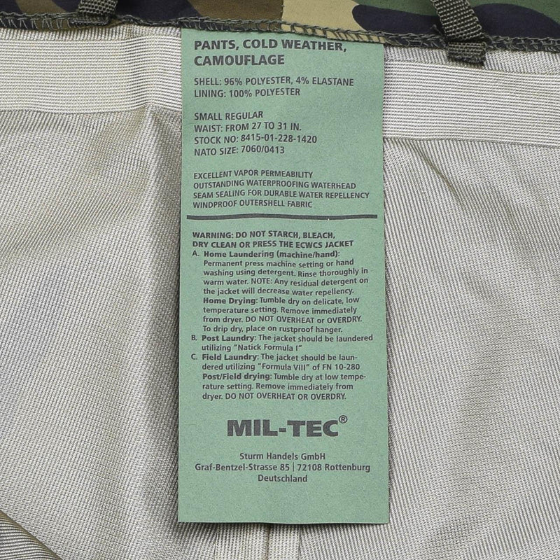 Pantalones de clima frío de estilo militar MIL-TEC