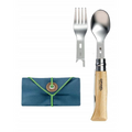 Opinel Picnic+ N°08 Juego de Cubiertos Cuchillo Plegable Cuchara Tenedor Camping Haya