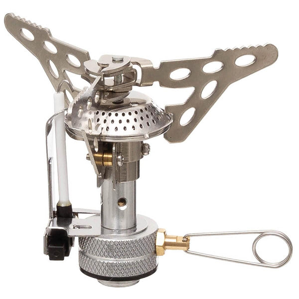 MFH Camping Senderismo Piezo Gas Burner Stove Trekking plegable Hignos de cocina livianos.