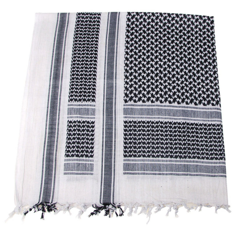MFH Shemagh Bufanda Táctica Clásica Algodón Desierto Wrap Negro Blanco