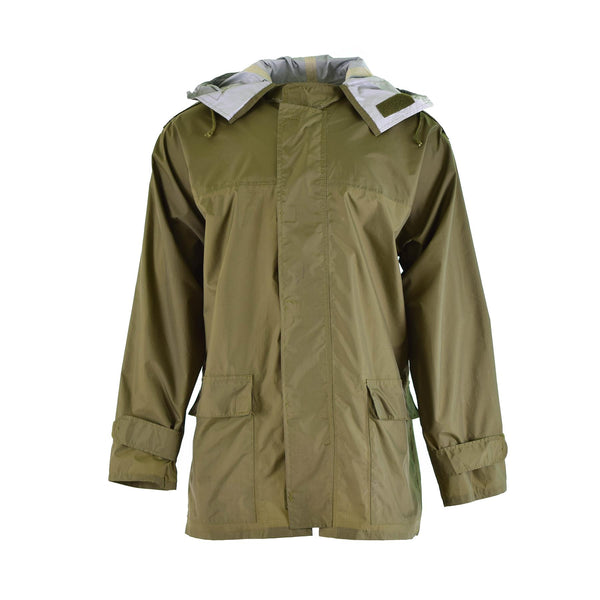 Genuino ejército danés O.D Chaqueta de clima húmedo Impleve de lluvia con capucha Dinamarca Dinamarca