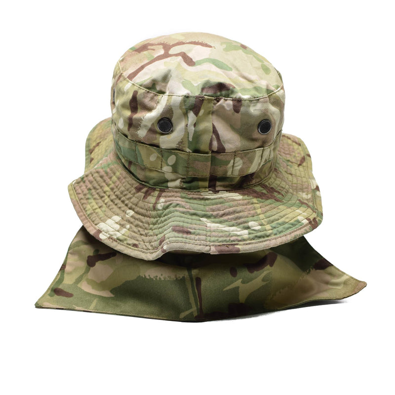 Sombrero de camuflaje táctico británico original MTP Boonie Cap with Neck Slap Summer Sombrero