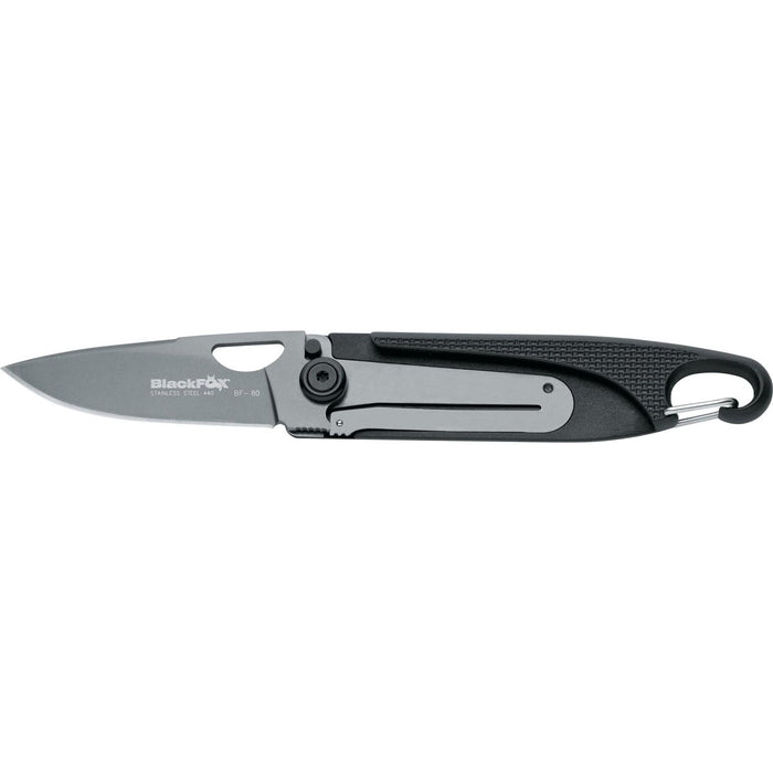 Navaja Fox Knives Brand Baroni acero 440 recubierta de titanio mango zytel negro - GoMilitar