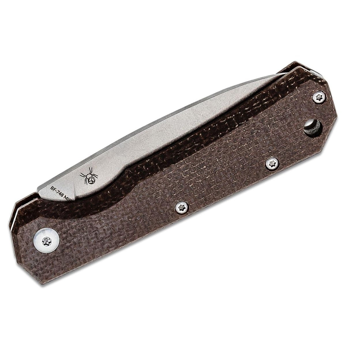 Navaja Fox Knives Marca CIOL Micarta acero 440C funda de cuero recubierta de satén