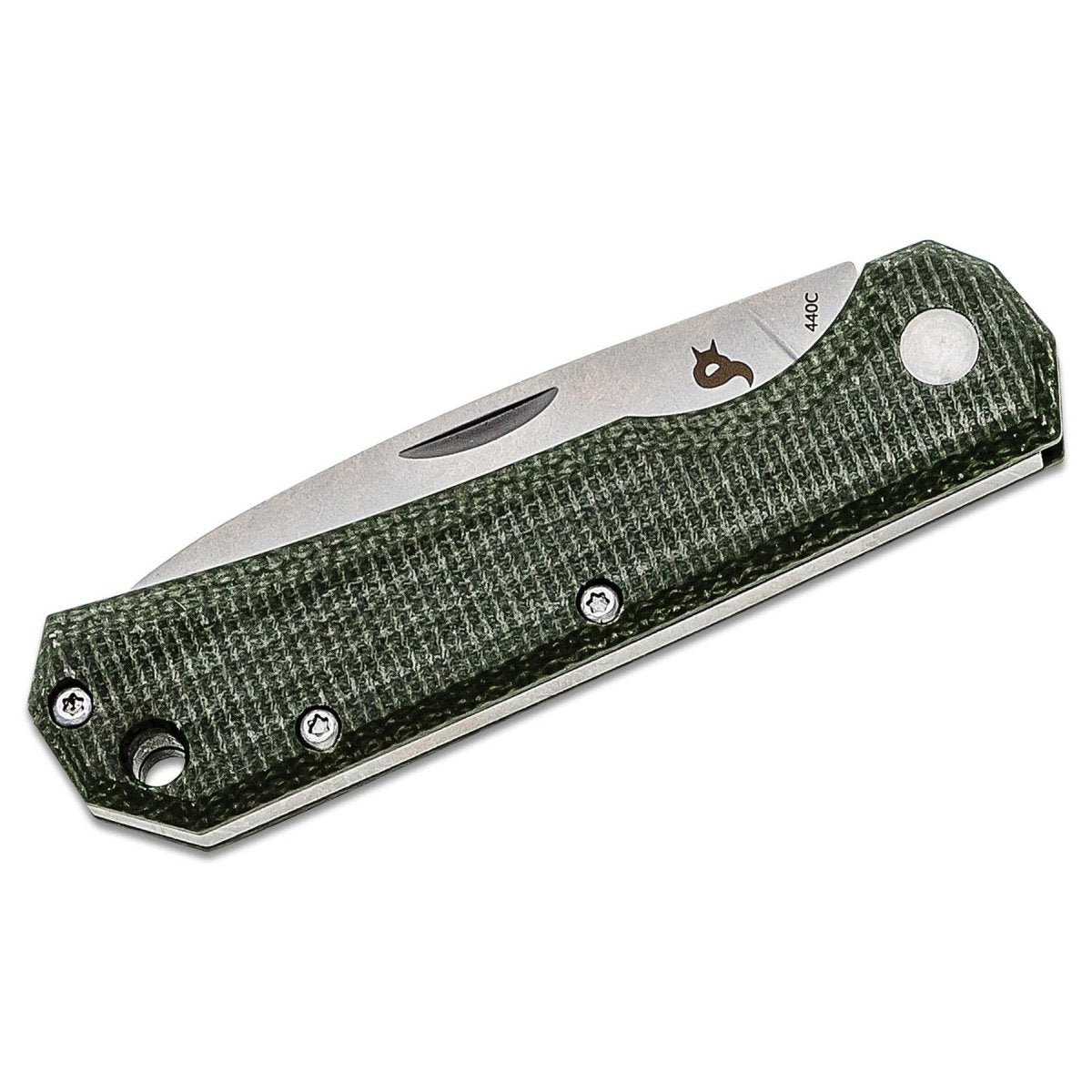 Cuchillo plegable CIOL de marca Fox Knives, mango de acero inoxidable 440C Micarta con revestimiento satinado