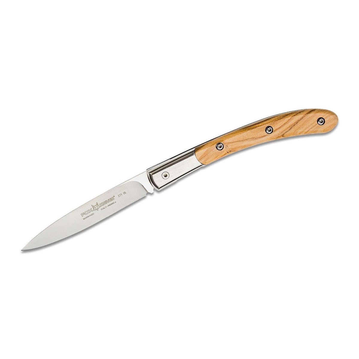 Navaja Fox Knives Brand Italy Elite acero inoxidable N690CO Madera de olivo