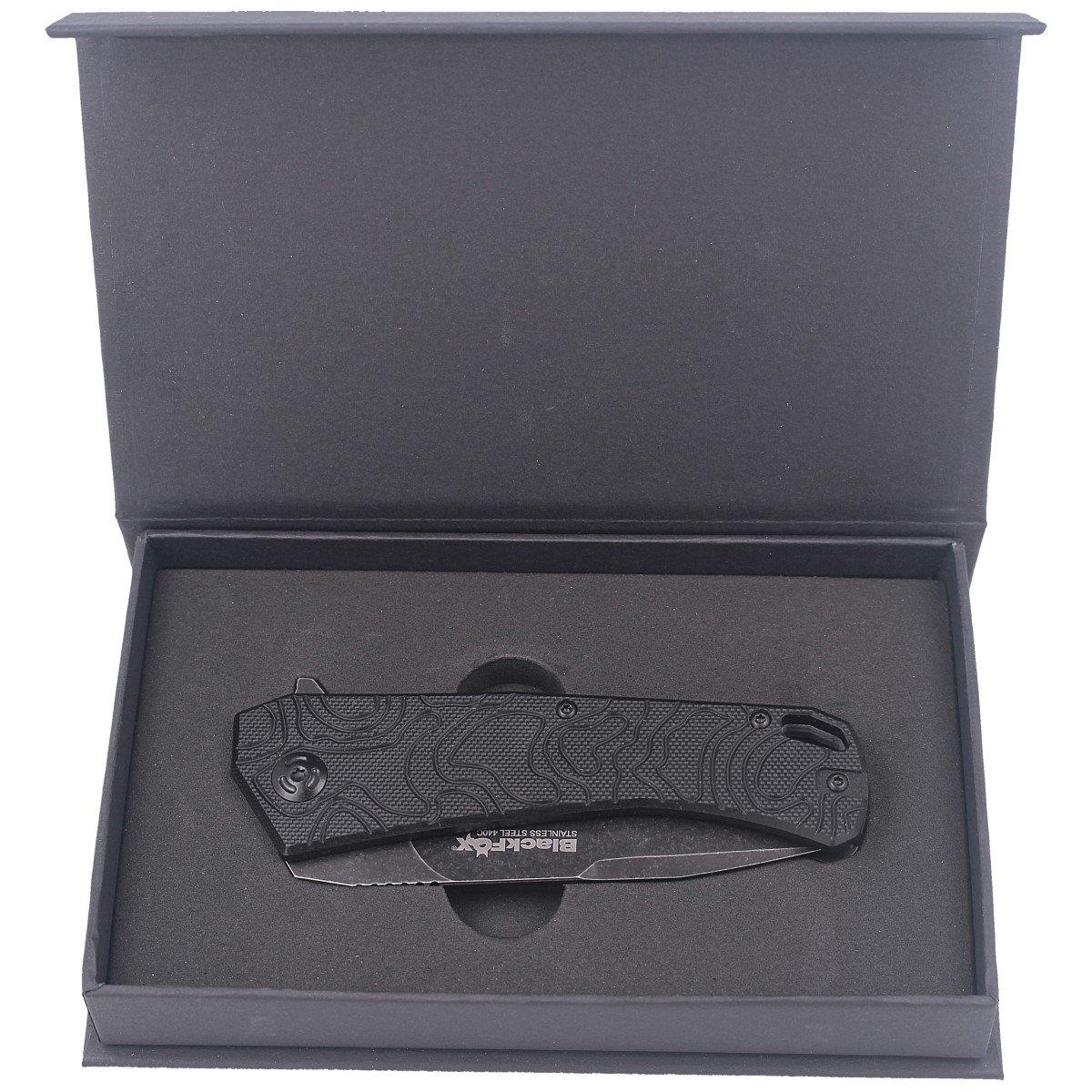 Navaja de bolsillo plegable Fox Knives ECHO 1 negra Idroglider revestimiento lavado a la piedra