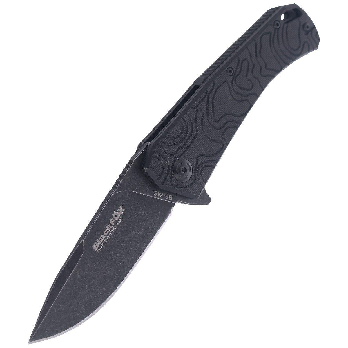 Navaja de bolsillo plegable Fox Knives ECHO 1 negra Idroglider revestimiento lavado a la piedra