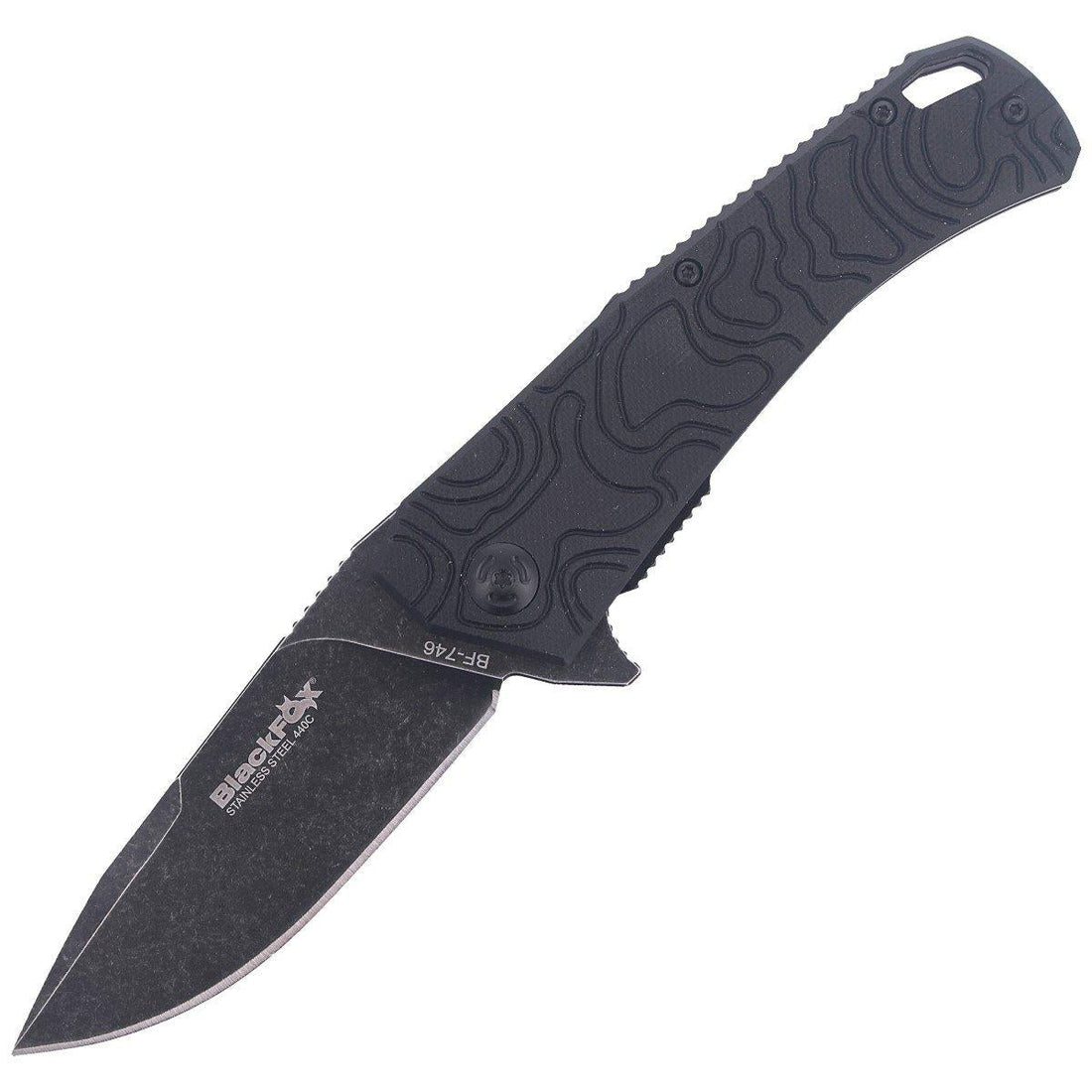 Navaja de bolsillo plegable Fox Knives ECHO 1 negra Idroglider revestimiento lavado a la piedra