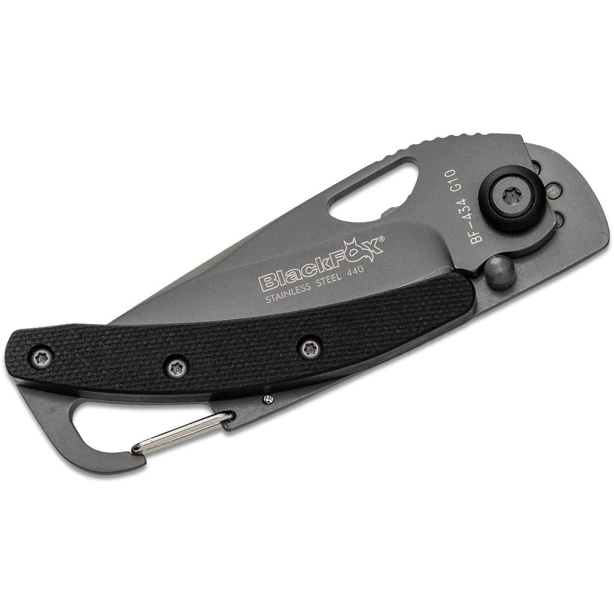 Navaja Fox Knives acero 440 recubierta de titanio negro mango de aluminio