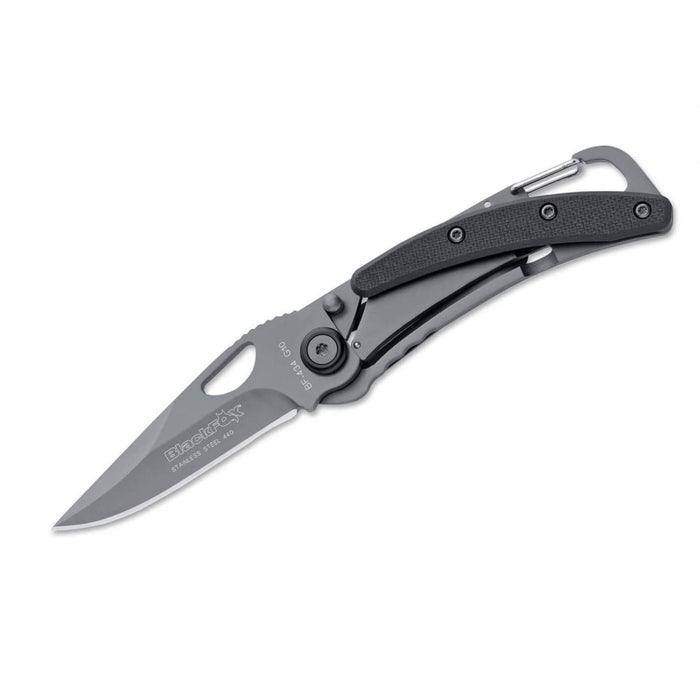 Navaja Fox Knives acero 440 recubierta de titanio negra mango aluminio - GoMilitar