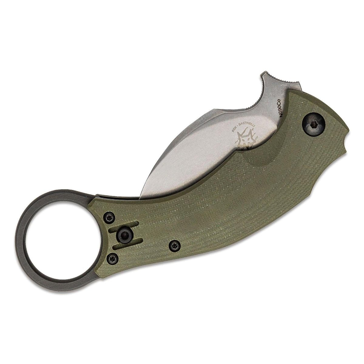Fox Knives FX-591 ODSW navaja de bolsillo karambit de pájaro negro plegable táctica Hawkbill
