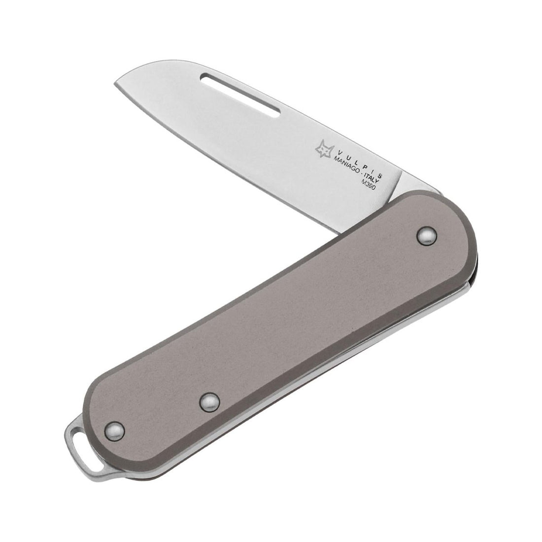 Fox Knives VULPIS Navaja de bolsillo plegable Drop Point Acero inoxidable M390 Gris