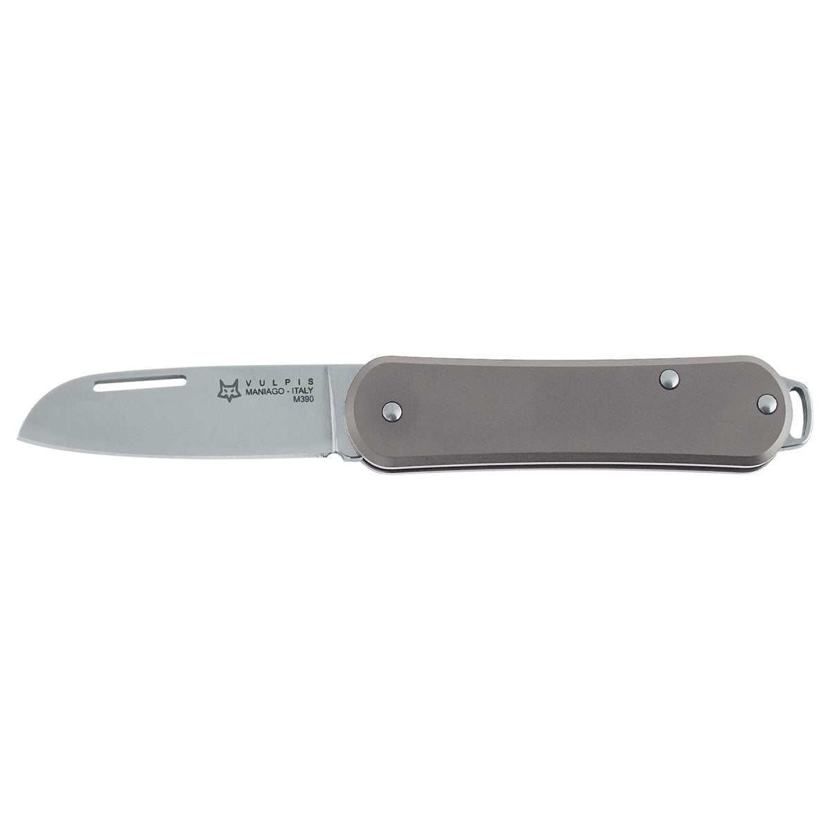 Fox Knives VULPIS Navaja de bolsillo plegable Drop Point Acero inoxidable M390 Gris