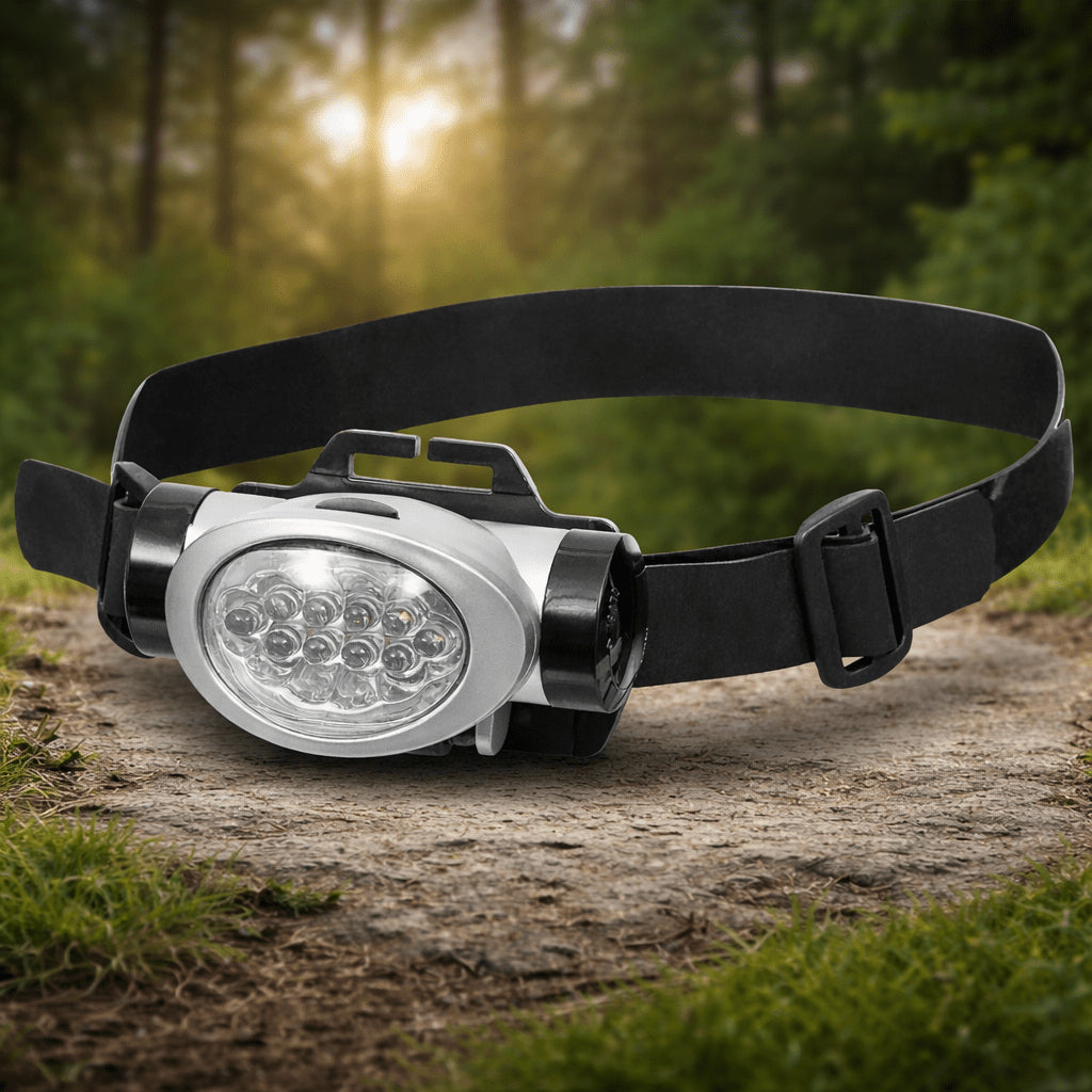 Linterna Frontal Fox Outdoor 8 Blanco 2 LED Rojos Ángulo Regulable A Prueba de Salpicaduras Negro