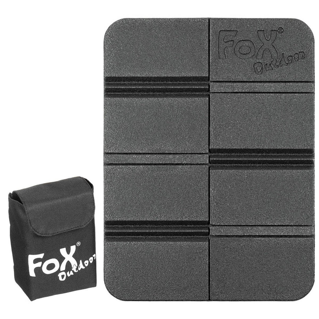 Fox Outdoor Cojín térmico para asiento antideslizante plegable Molle bolsa incluida negro