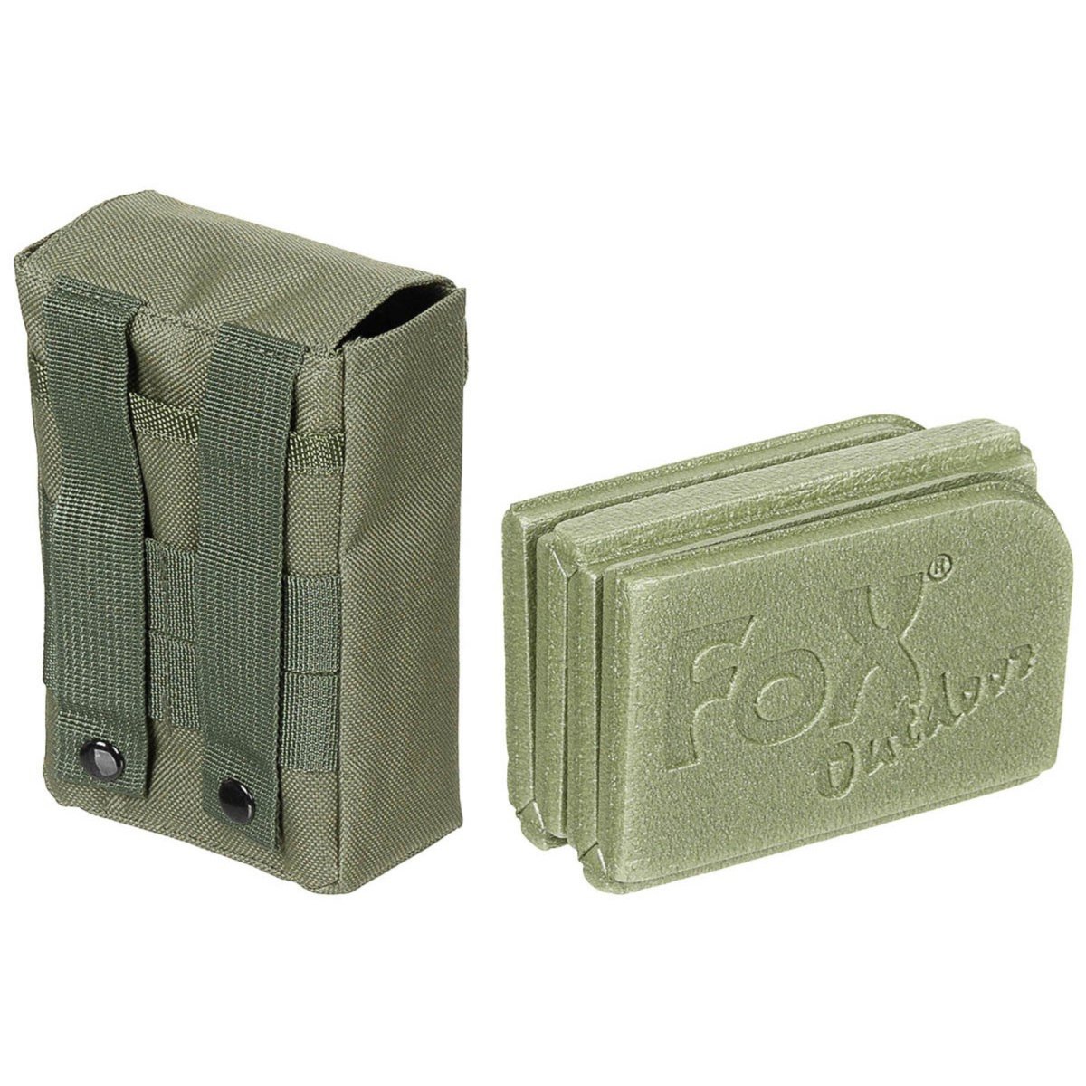 Fox Outdoor Cojín Térmico para Asiento Antideslizante Plegable Bolsa Molle incluida Oliva