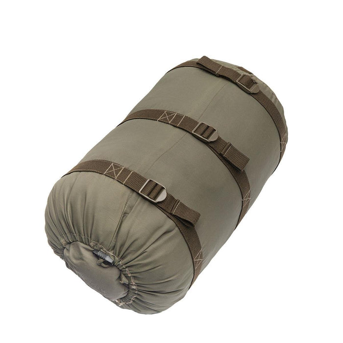 Bolsa de lona de compresión verde oliva del ejército austriaco con correas ajustables para almacenamiento y transporte de sacos de dormir