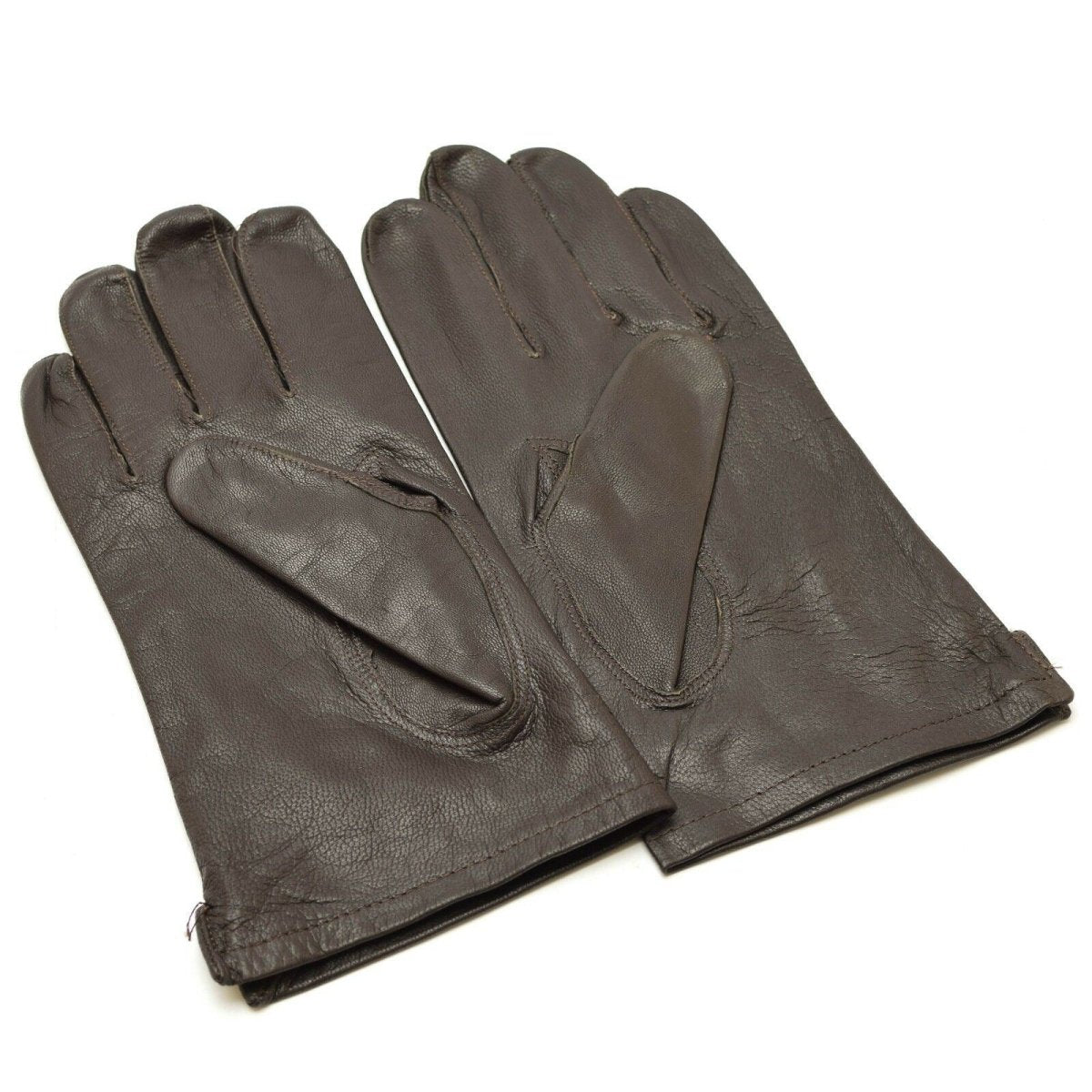 Guantes del ejército belga genuino de cuero marrón negro marrón militar con el dedo completo de los dedos excedentes