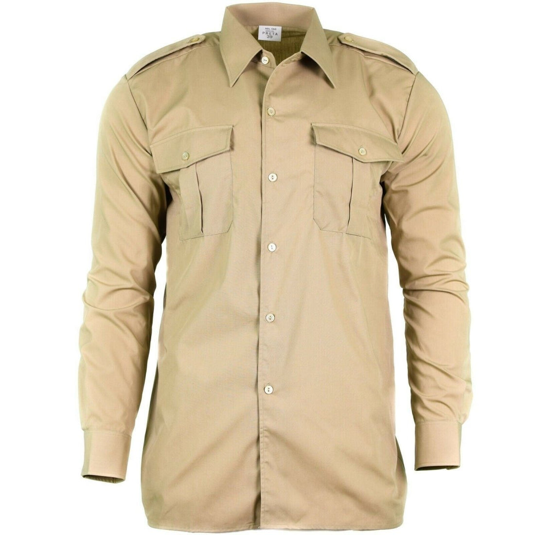 Genuina camisa del ejército belga Fatiga Surfplus Chino Caki Miltea Muny Long New