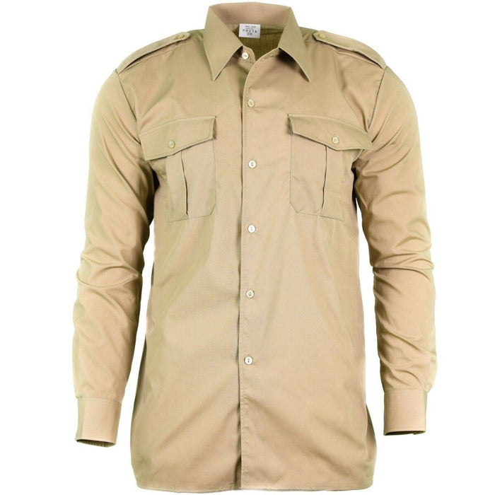 Camisa genuina del ejército belga fatiga excedente chino caqui militar manga larga NUEVO - GoMilitar