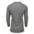 Back view of genuine Belgian military gray thermal flame-resistant long-sleeve undershirt jersey