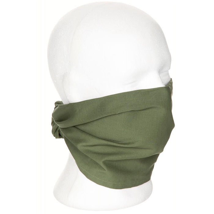 Bufanda genuina del ejército británico verde oliva del desierto utilizada como pañuelo transpirable para la cabeza de maniquí.
