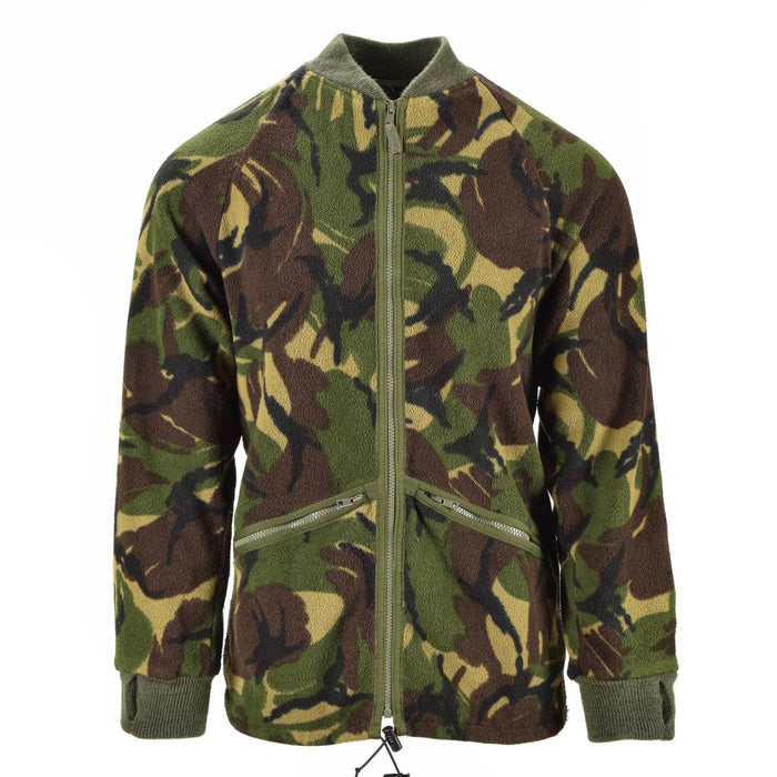 Chaqueta polar térmica tipo cárdigan militar británico en camuflaje DPM con cremallera, puños, cuello y dobladillo ajustable