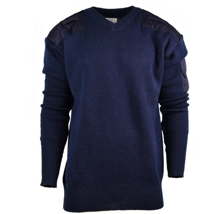 Jersey genuino de la policía británica Utility Jumper suéter azul con cuello en V NUEVO - GoMilitar