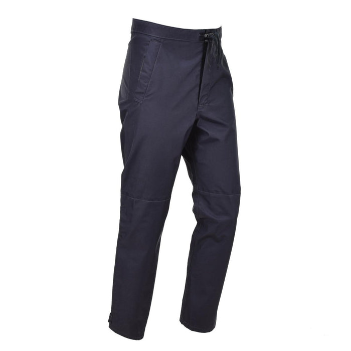Pantalones de lluvia impermeables auténticos de la policía británica en color azul, diseñados para protección y durabilidad en condiciones climáticas húmedas al aire libre.