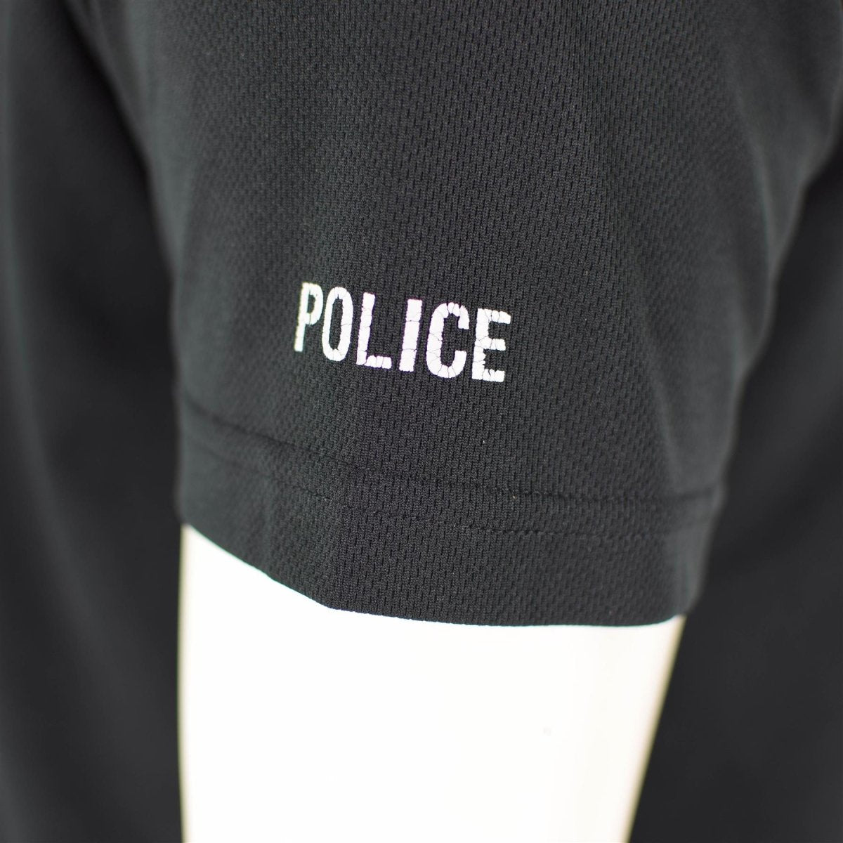 Camiseta de la policía británica genuina Black Breatable Funcional Funcional Functional Zip Guard