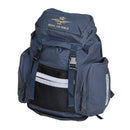 Blue British Royal Air Force 30L durable canvas backpack with embroidered RAF insignia, ideal for camping and hiking