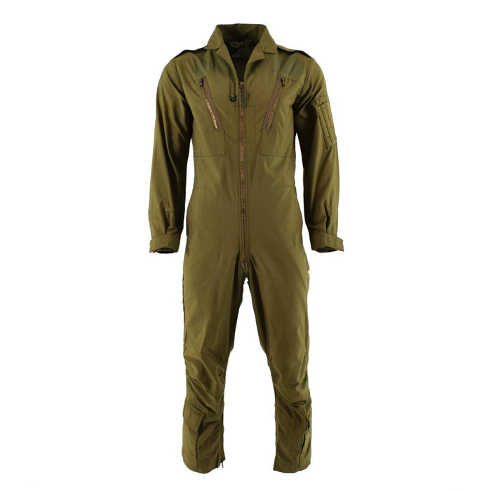 Genuino mono verde oliva de las Royal Air Forces Británicas con cremallera y múltiples bolsillos, excedente militar.