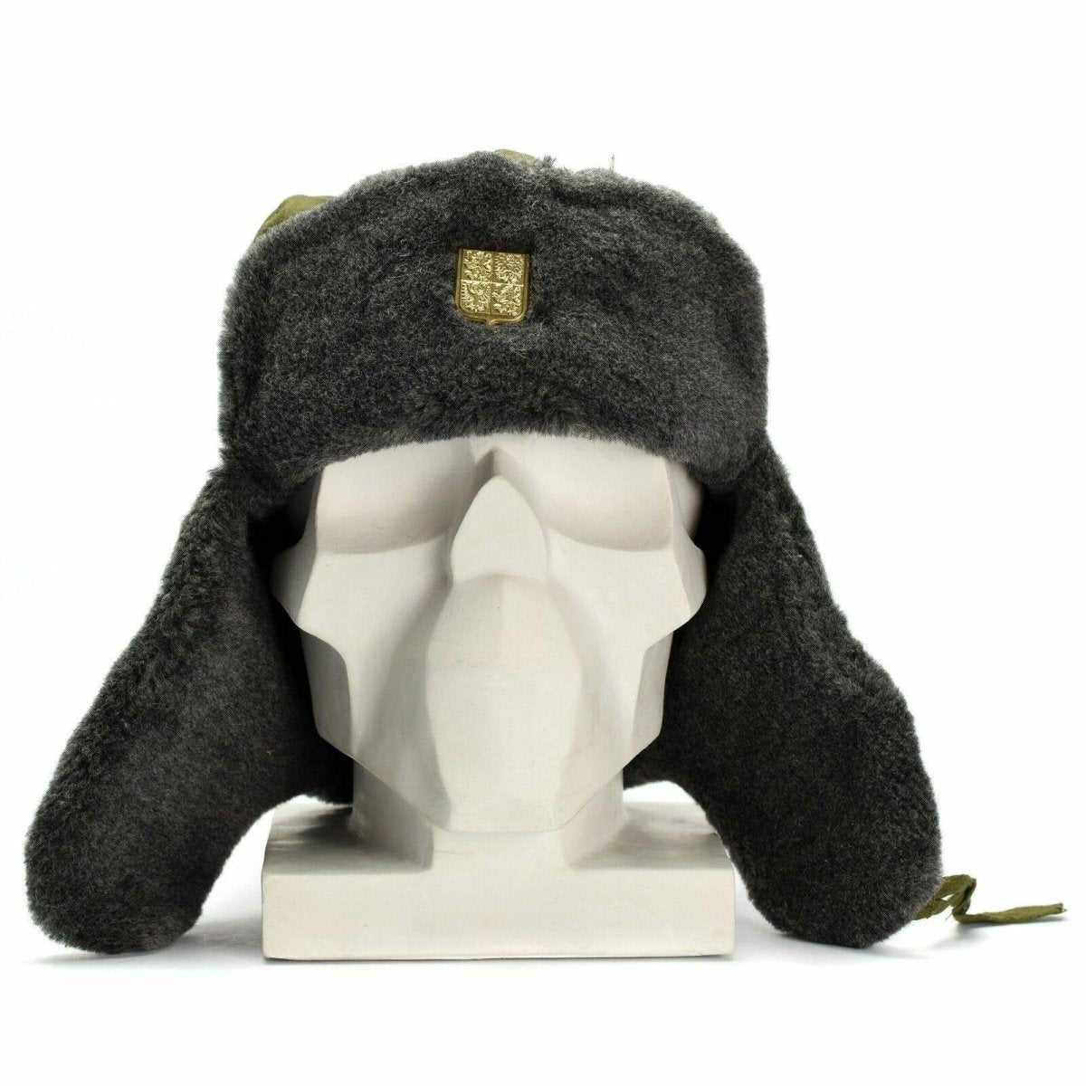 Genuino Capitán Checa CAP MILITAR HABLO DE INVIERNO USHANKA GABE GRIS GRIS CON INCUMSIÓN NUEVA