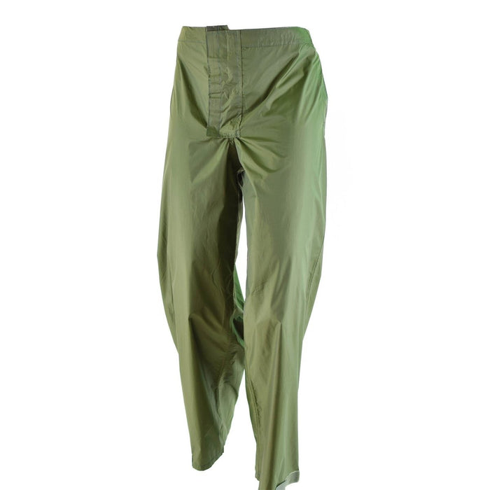 Pantalones de lluvia impermeables de color oliva del ejército danés genuinos vintage hechos de tela de poliamida ligera y duradera