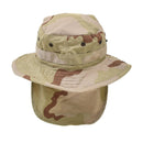 Genuine Dutch army boonie hat in DPM desert camouflage with wide brim and neck flap for sun protection.