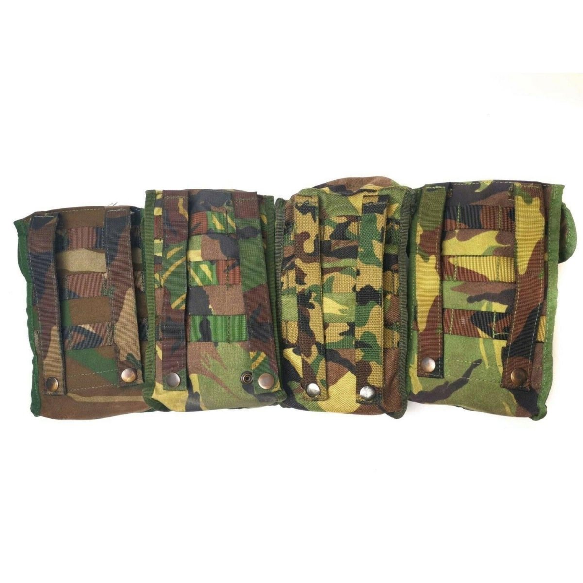 Cantina del ejército holandés genuino W Pouch y copa de acero inoxidable DPM Camuflaje Molle