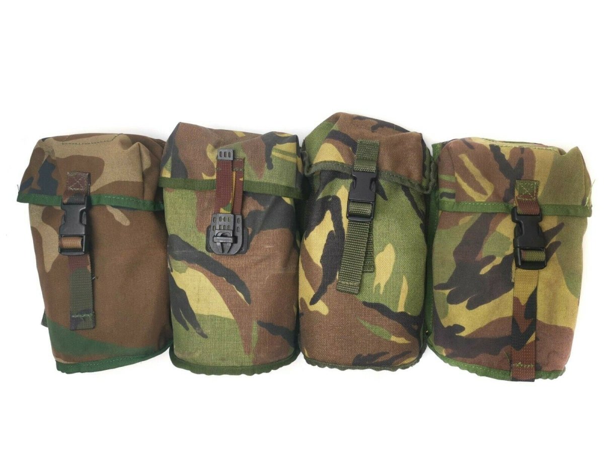 Cantina del ejército holandés genuino W Pouch y Copa de acero inoxidable Tapa Tapa DPM CAMO MOLLE