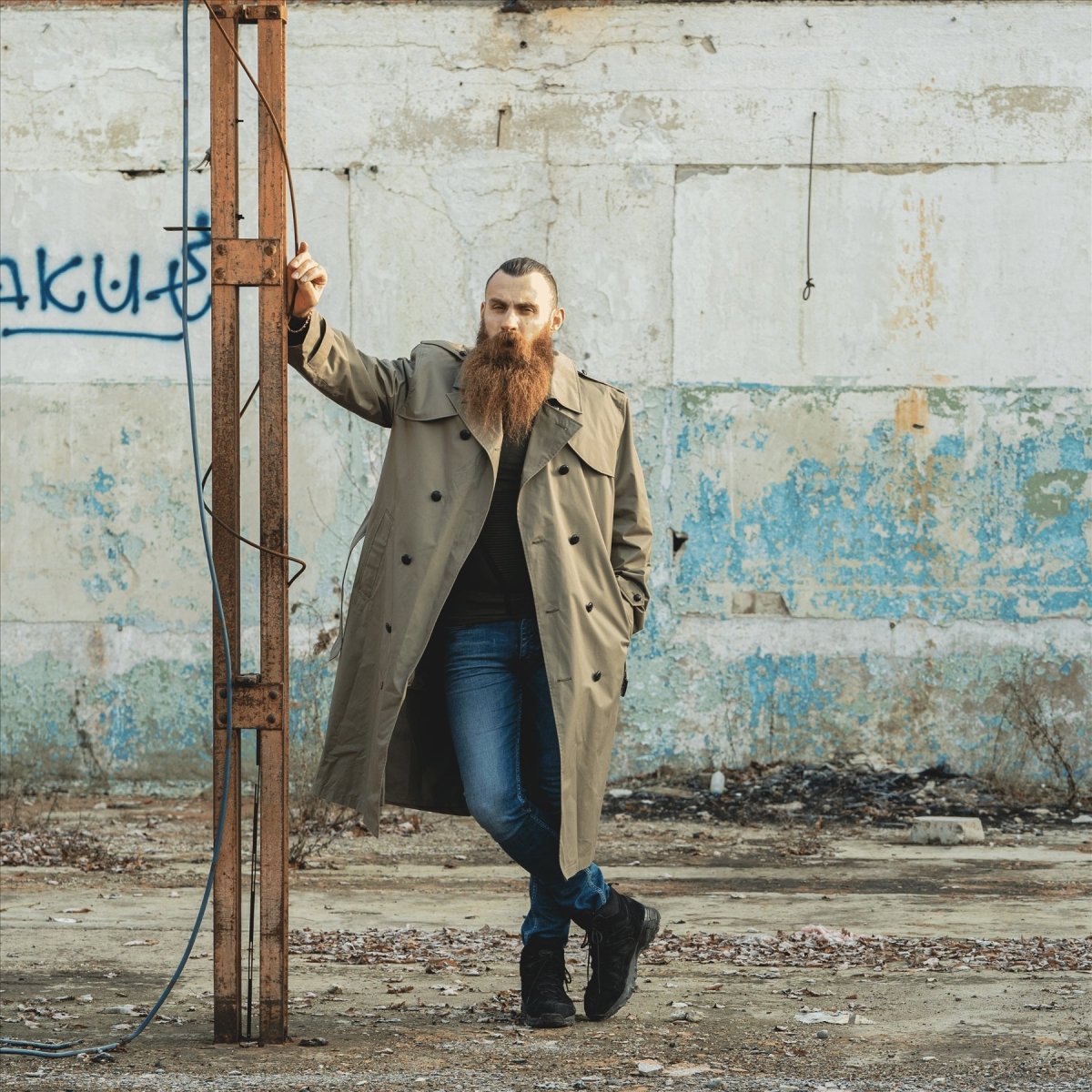 Gabla gabardina de Oficial Long Genuine Holand Holand Holch Army Coat Caki con forro nuevo