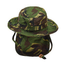 Genuine Dutch military boonie hat in DPM camo with wide brim, neck flap, ventilation eyelets, and adjustable chin strap.