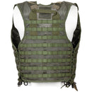 Genuine Dutch military olive green tactical vest with MOLLE system, breathable mesh, and adjustable side straps.