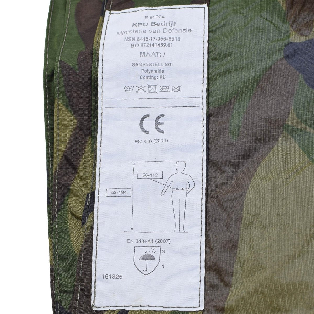 Refugio de carpa de poncho holandés genuino DPM Material de ripstop impermeable