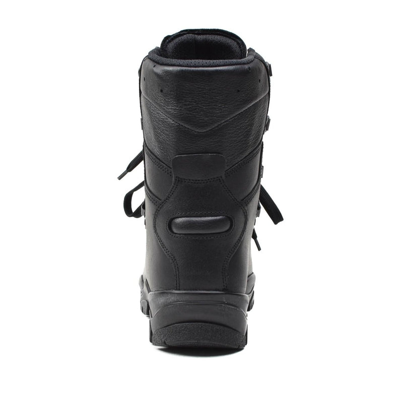 Back view of a black Genuine French Military Felin ranger boot with Gore-Tex lining and D-loop lacing system