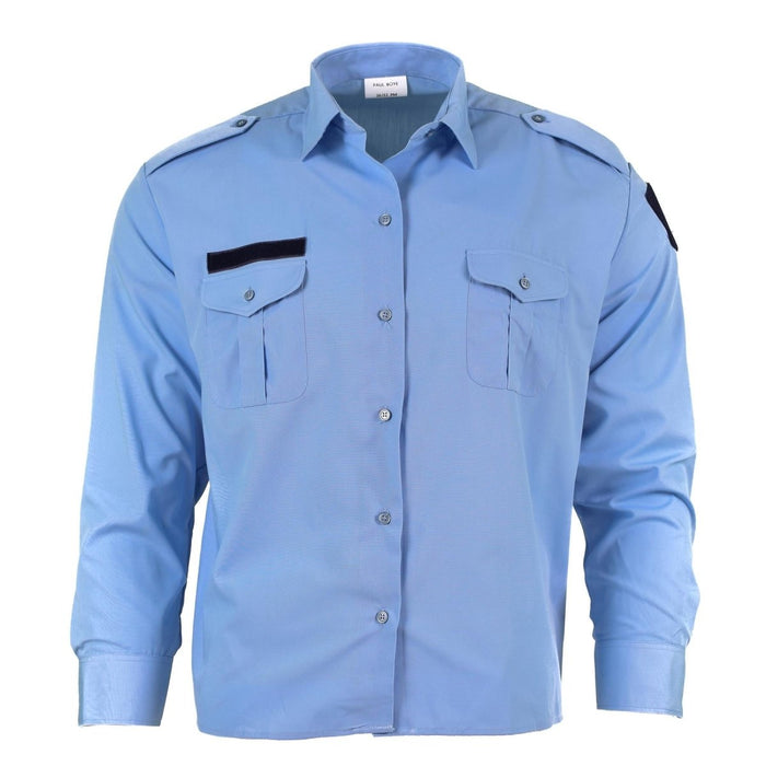 Camisa de manga larga de algodón azul genuina de la Policía Militar Francesa Gendarme NUEVO - GoMilitar